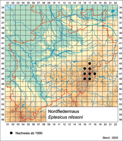 Rasterkarte der Nordfledermaus