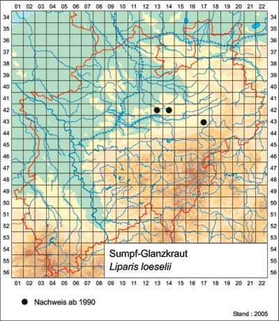 Rasterkarte des (Sumpf-)Glanzkrautes