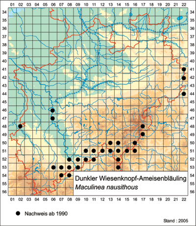 Rasterkarte des Schwarzblauen Moorbläulings